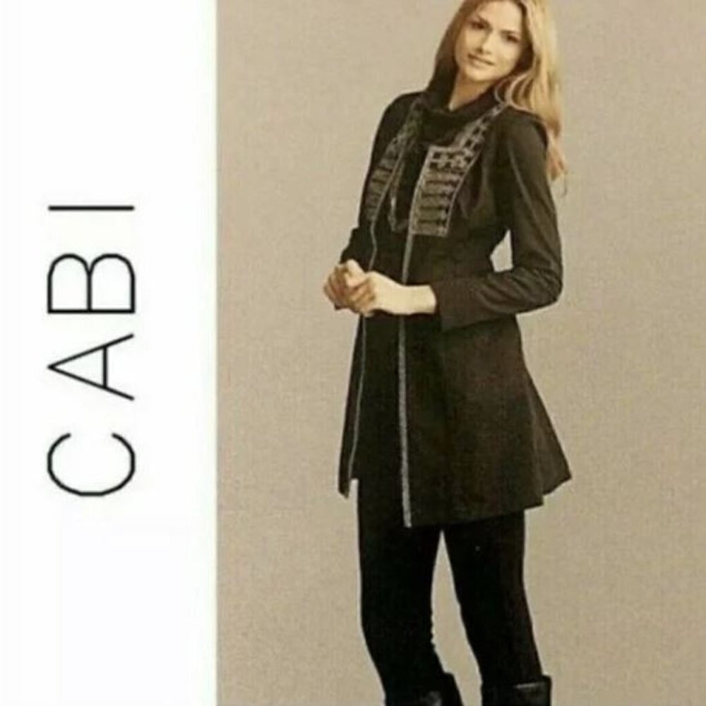CAbi Turkish Delight Military Embroidered 100% Cotton Long Coat Jacket Size 8